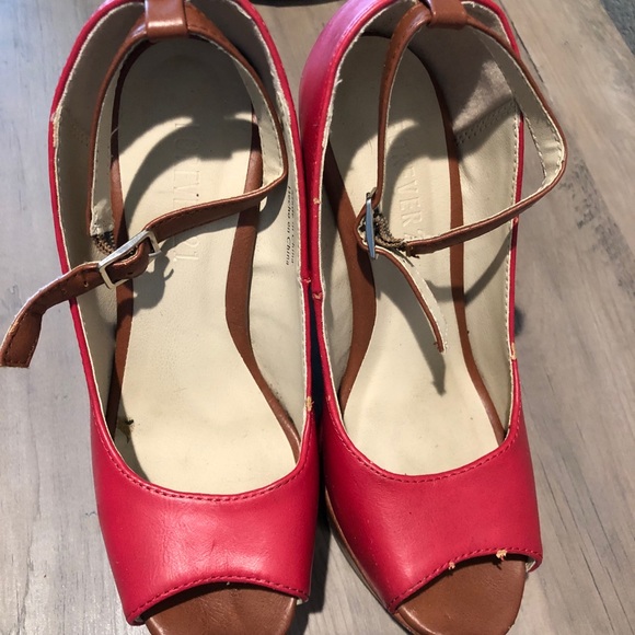 SOLD! Forever 21 Red Strap Wedges - Picture 4 of 4